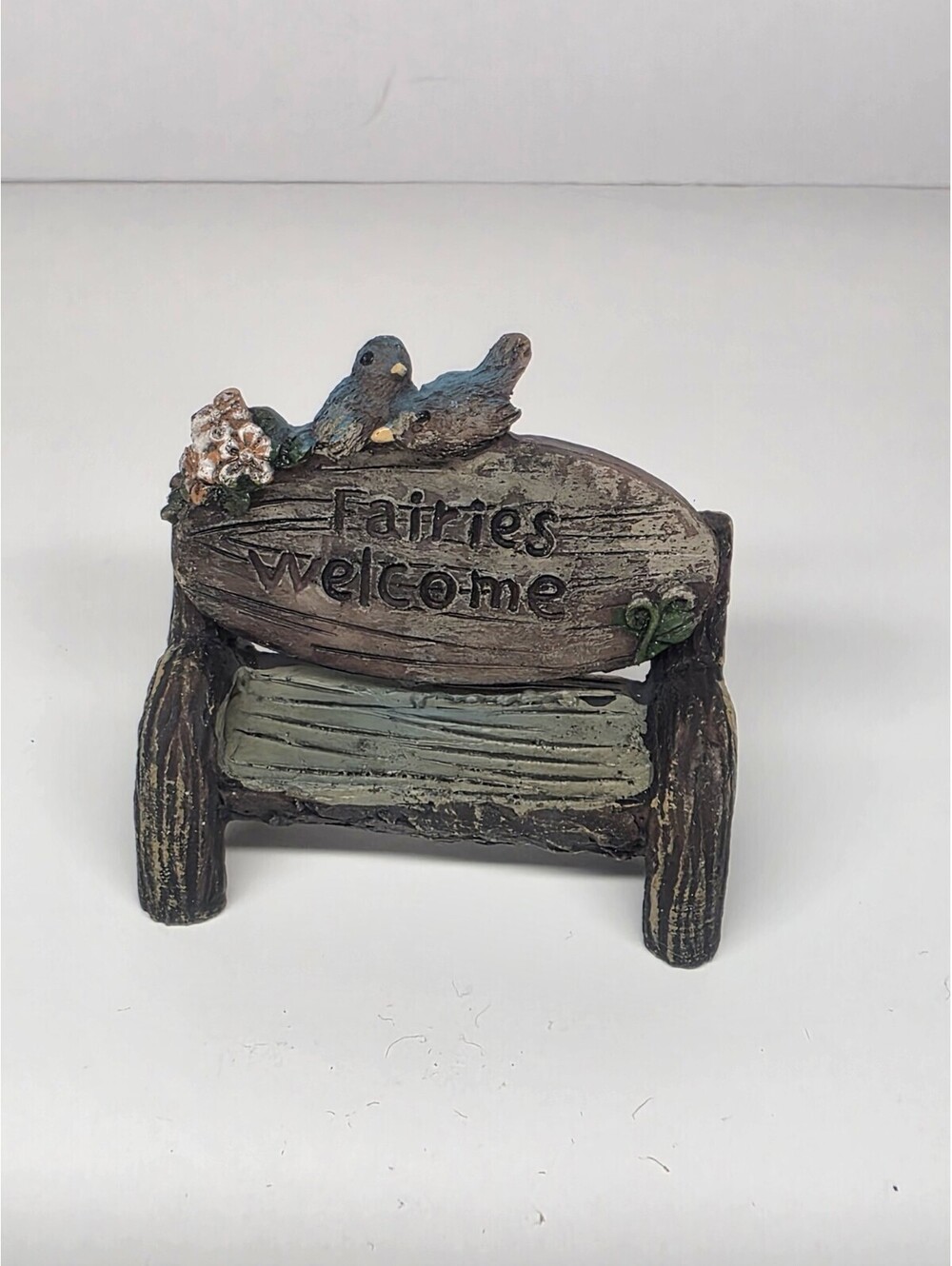 Miniature Dollhouse Fairy Garden Lawn Butterfly Bench Rustic New Wood Look